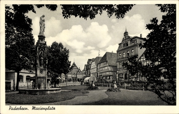 Postcard Paderborn in Westphalia, Marienplatz