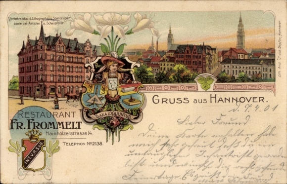 Litho Hannover, Restaurant Fr. Frommelt, Verkehrslokal der Lithographen und Steindrucker