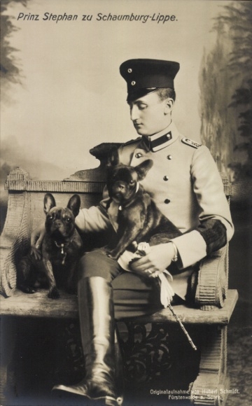 Ak Prinz Stephan zu Schaumburg Lippe in Feldgrau, Bulldoggen