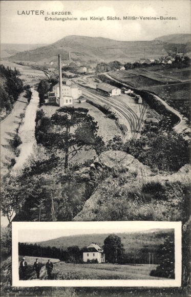 PC Lauter Bernsbach in the Ore Mountains, convalescent home of the King. saxon Military association federation, railway line