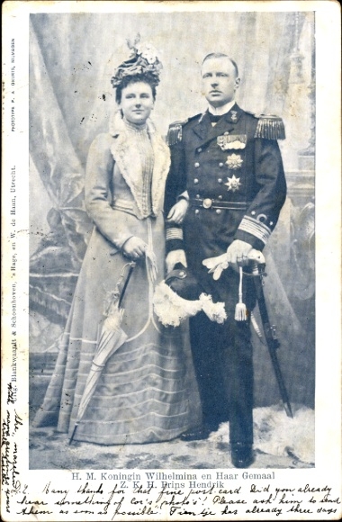 Postcard Queen Wilhelmina of the Netherlands, Prince Hendrik, portrait