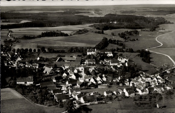 Postcard Gutenzell Hürbel Upper Swabia Württemberg, aerial photograph