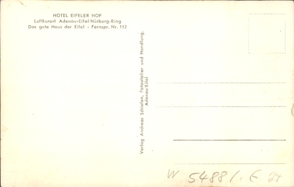 Postcard Adenau in the Eifel, Hotel Eifeler Hof