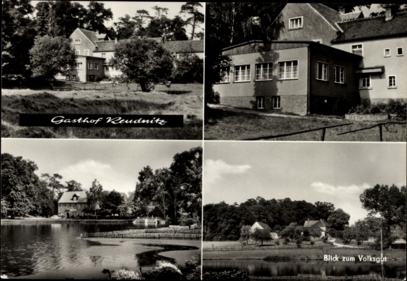 Ak Reudnitz Cavertitz in Saksen, Gasthof Reudnitz in de Dahlener Heide, uitzicht op de Volksgut