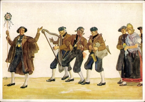 Künstler Ak Schönecker, Toni, Egerländer Hochzeitszug, Trachten, Sudetendeutsche