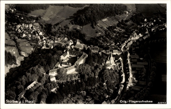Postcard Stolberg in the Harz, aerial photograph