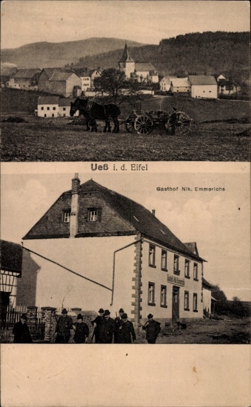Ak Ueß in de Eifel, gedeeltelijk zicht, herberg