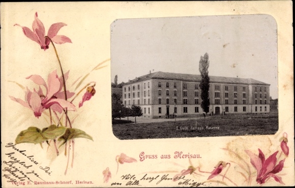 Passepartout PC Herisau Kanton Appenzell Ausserrhoden, barracks, cyclamen
