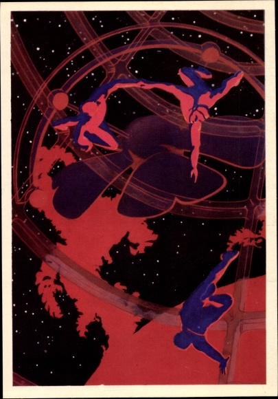 Artist Postcard Sokolow, A., Expedition near the Sun, Cosmonauts, Soviet Space Flight, 1965