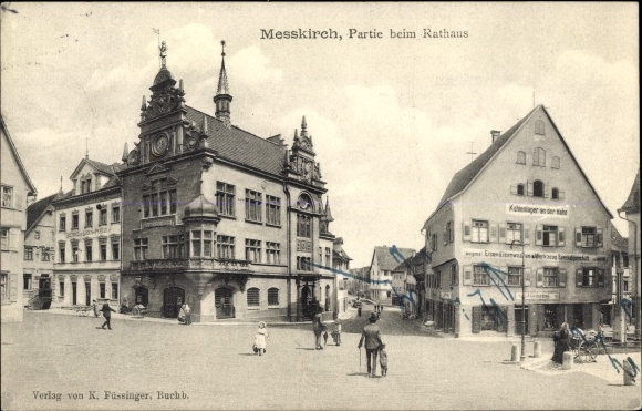 Ak Messkirch in de Schwäbische Alb, kavel bij het gemeentehuis