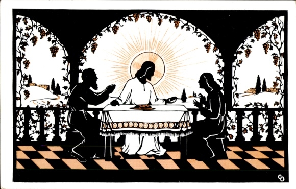 Paper cutting artist Postcard Januszewski, Emmaus
