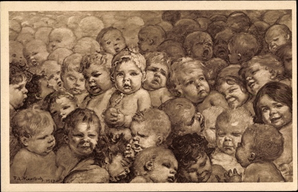Artist PC Kaulbach, Friedrich August, Germany&#39;s future, protection of infants, protection of small children