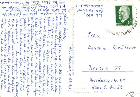 Postcard Berlin Treptow Adlershof, train station in architecture, trees, walkers
