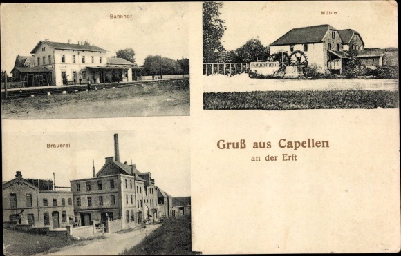 PC Capellen an der Erft Chapels Grevenbroich Westphalia, brewery, train station, mill
