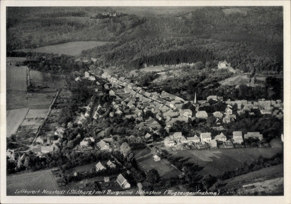 Postcard Neustadt im Harz Harztor Thuringia, Hohnstein ruins, aerial photograph