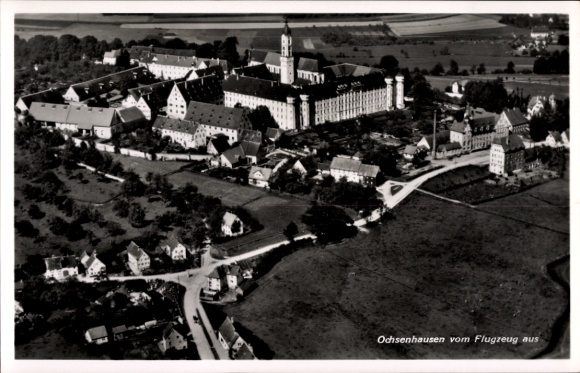Postcard Ochsenhausen in Württemberg, aerial photograph
