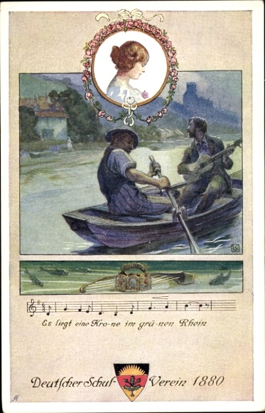 Song Postcard There lies a crown in the green Rhine, German School Association No. 91