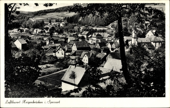 Postcard Heigenbrücken in the Spessart, view over the roofs of the city