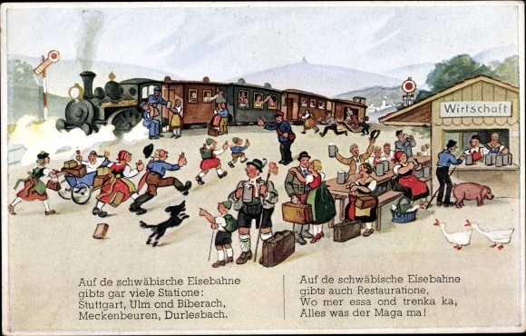 Song artist PC Boettcher, Hans, on the Schwäbsche railway, station