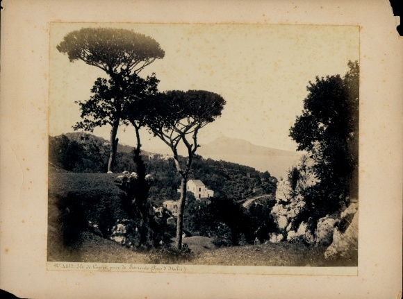 Photo circa 1880, Massa Lubrense Sorrento Campania, View of Capri from Sorrento