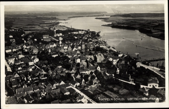 Ak Kappeln an der Schlei, Fliegeraufnahme vom Ort, Luftschiffaufnahme