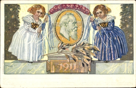 Postwaardestuk kunstenaarsbriefkaart Diez, M., prins-regent Luitpold van Beieren 1911, 5 Pfennig