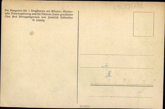 Song Postcard Günther, Anton, Butznlied, parents&#39; house in winter, Ore Mountain dialect No. 22
