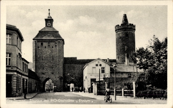 Postcard Bernau near Berlin, Steintor, HO-Gaststätte Elysium