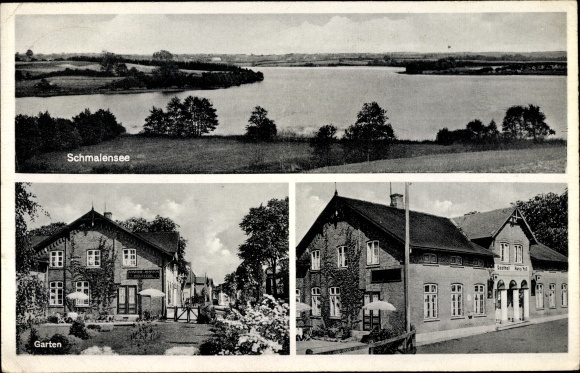Ansichtkaart Schmalensee in Holstein, merengebied, tuin, herberg Voss
