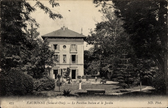 Ak Eaubonne Val d’Oise, Le Pavillon Italien et le Jardin