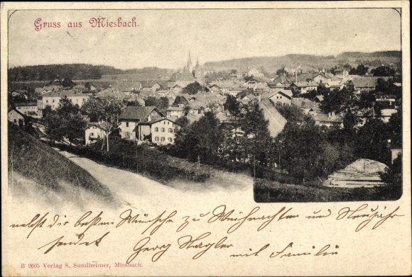 Postcard Miesbach in Oberbayern, nice detailed view