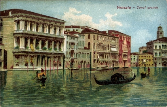 Artist Postcard Venezia Veneto, view of the Grand Canal, gondolas