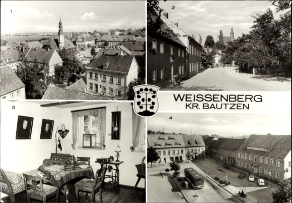 Ak Weißenberg in Sachsen, August Bebel Platz, Museum Alte Pfefferküchlerei, Landesambulatorium