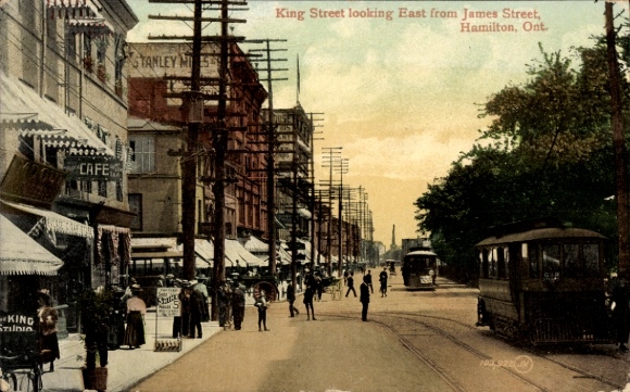 Postcard Hamilton Ontario Canada, King Street looking East from James Street