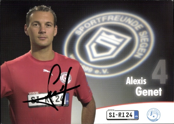 Autograph card footballer Alexis Genet, Sportfreunde Siegen, autograph