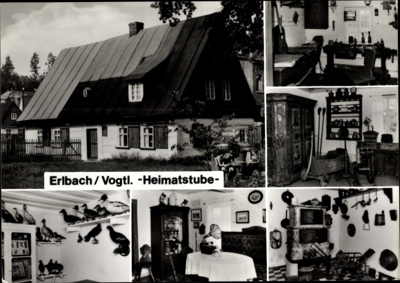 Postcard Erlbach im Vogtland, Heimatstube, kitchen, workshop