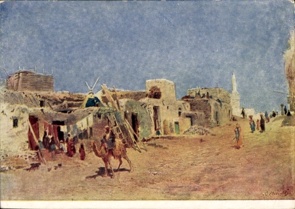 Artist CPA Makovski, C., Une rue au Caire