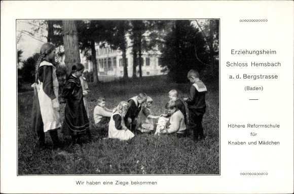 Ak Hemsbach an der Bergstraße, Erziehungsheim, Höhere Reformschule für Knaben und Mädchen, Ziege