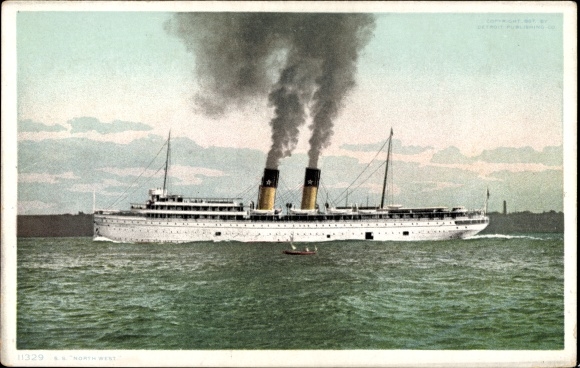 Postcard saloon steamer SS North West