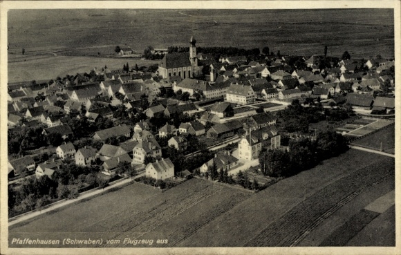Ak Pfaffenhausen in Oberschwaben Unterallgäu, Fliegeraufnahme