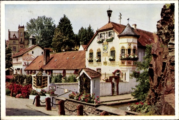 Postcard Rettershof Kelkheim Taunus, monastery estate, coffee for the happy farmer, exterior view, riding school