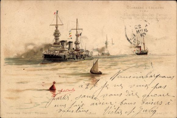 Künstler Ak Französisches Kriegsschiff, Cuirasse d'Escadre