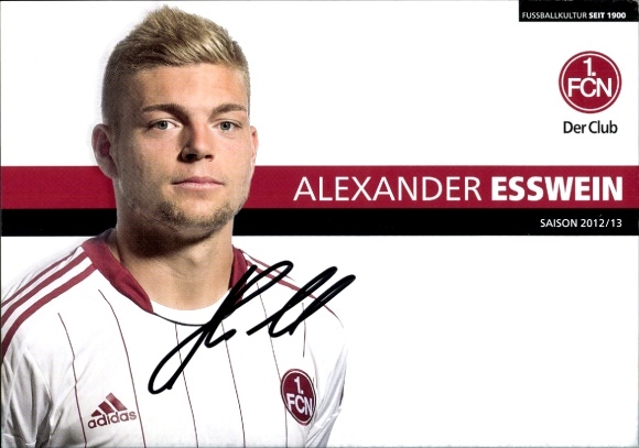 Autograph card footballer Alexander Esswein, 1. FC Nuremberg, autograph