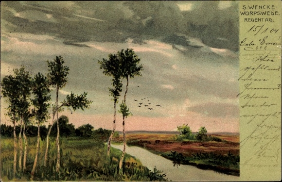 Artist PC Wencke, Sophie, Worpswede, rainy day, landscape, river section