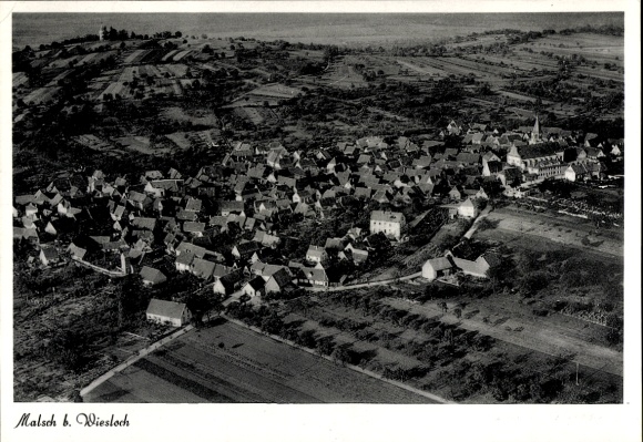 Postcard Malsch in Baden, aerial photograph
