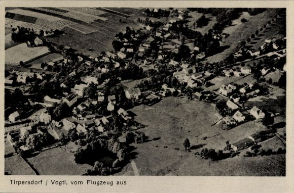 Postcard Tirpersdorf in Vogtland, aerial photography, city panorama