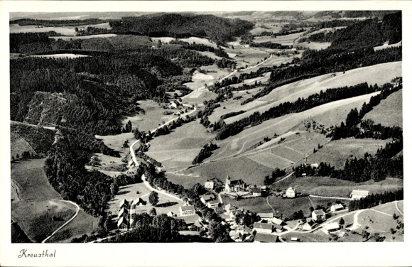 Postcard Kreuztal in Westphalia, aerial photograph
