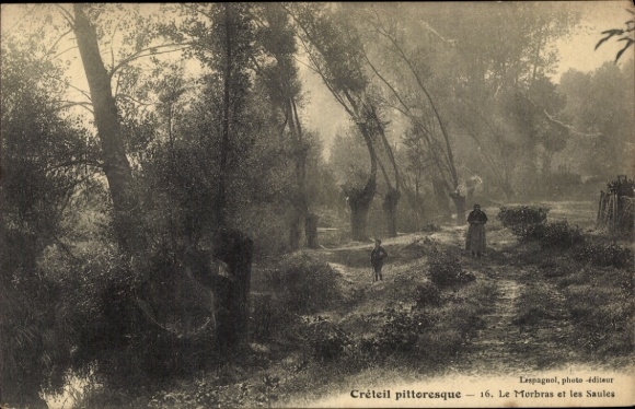 Postcard Créteil Val de Marne, beautiful landscape, river, trees, walkers
