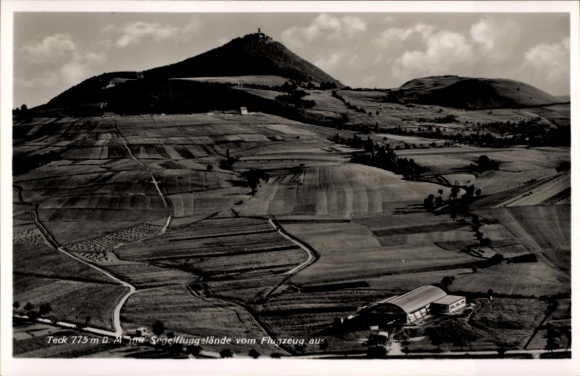 Postcard Kirchheim unter Teck Württemberg, Teck 775 m above sea level, gliding field, aerial photograph