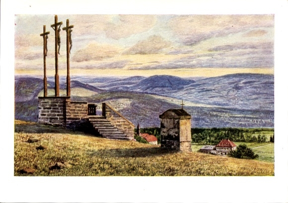 Artist Postcard Lindegreen, Bischofsheim a. Rhön, Part on the Kreuzberg, Golgatha